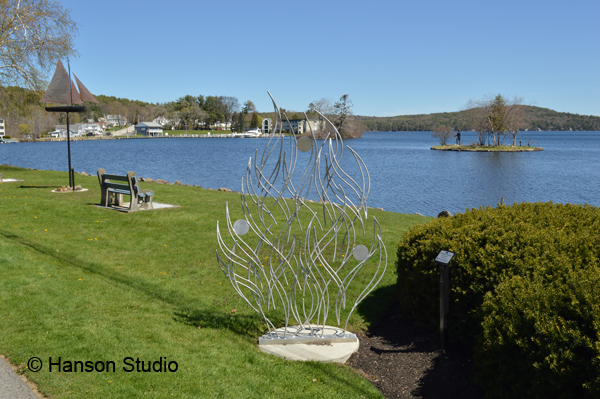 Meredith, NH - Sailboat Sculpture, Fire Sculpture, and Indian Island